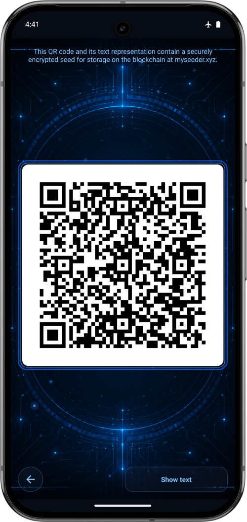 Seeder application QR page